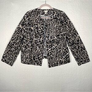 Chico's Open Front Light Weight Jacket‎ Black White Tan Size 3 Mob Wife